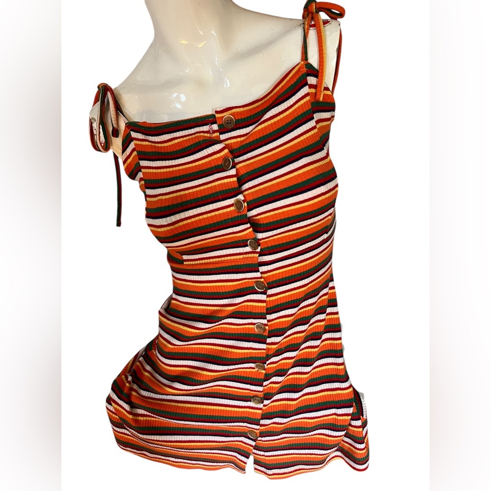 Topshop Ribbed Orange Black Sheath Mini Dress